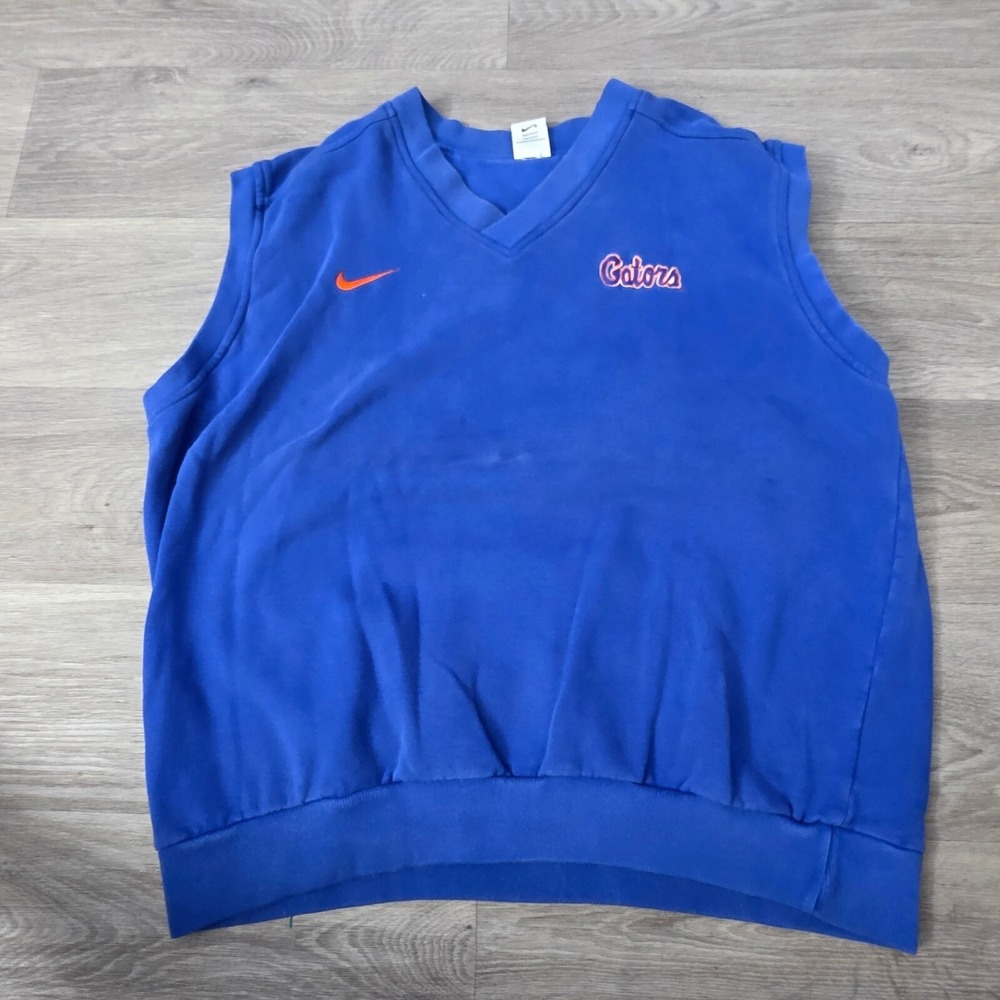 Nike Gators Sweatervest V-Neck Sleeveless‎ Pullover Blue Orange XL